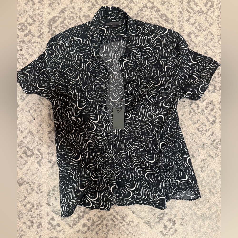 John Varvatos Black and White Swirl Shirt